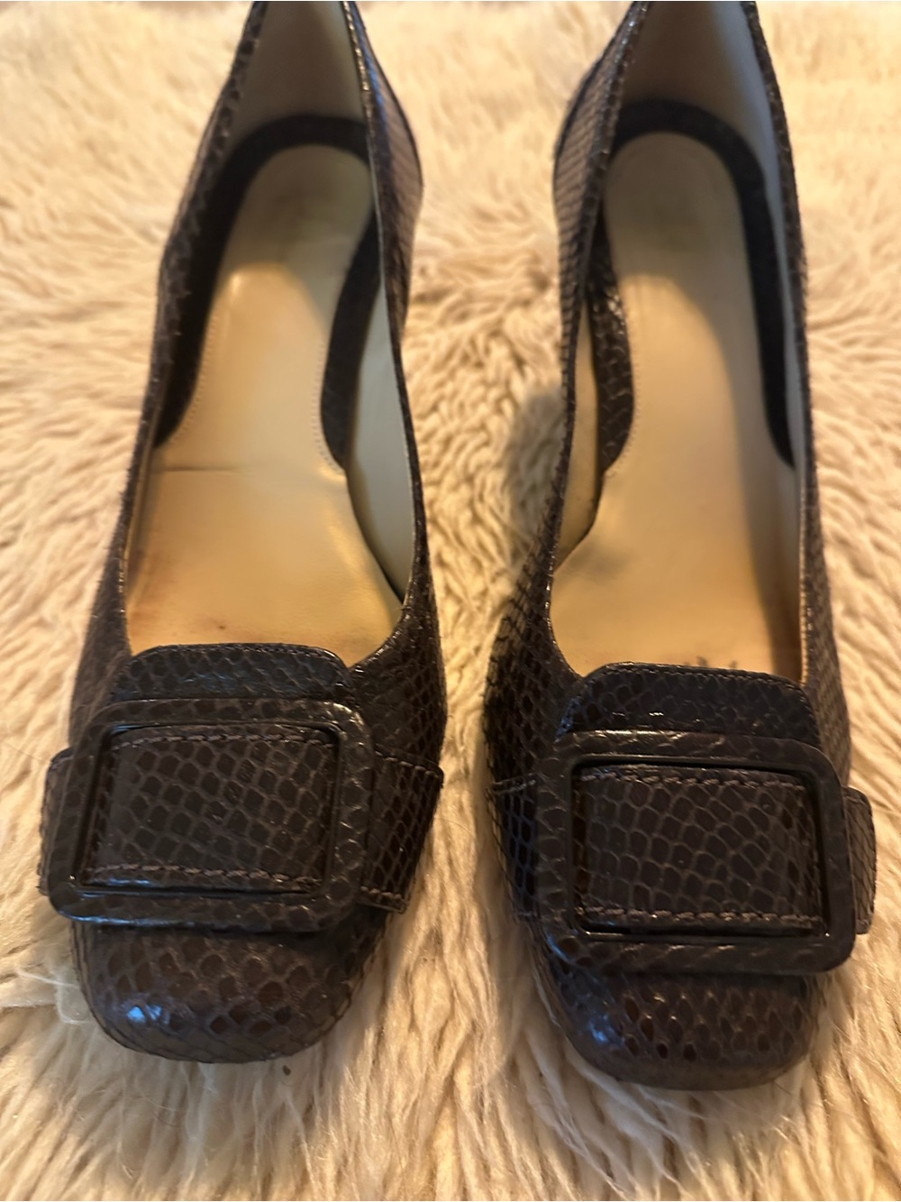 Women's Dark Brown Cole HaanTextured Buckle Pumps